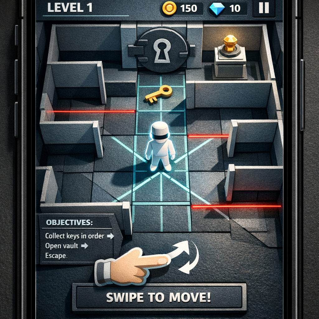 Top-down orthographic gameplay showing cyan zip trails