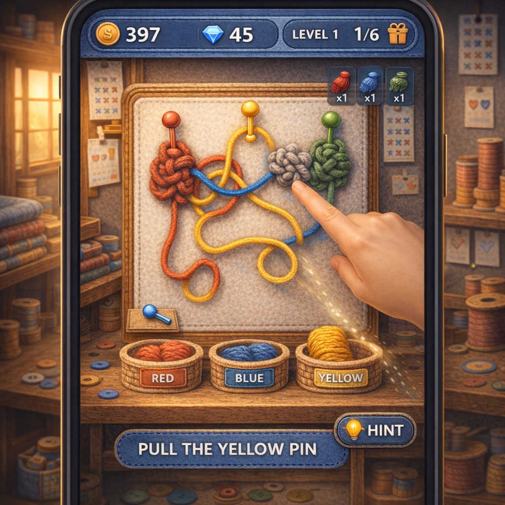 A perfectly readable beginner knot puzzle on a felt board