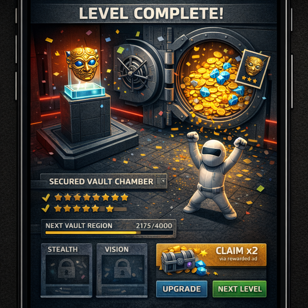 A massive titanium vault door opening to reveal rewards