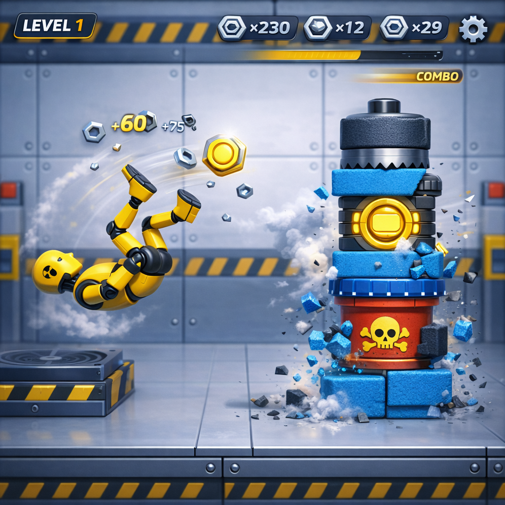 Clean toy crash-test laboratory with bright diffused studio lighting